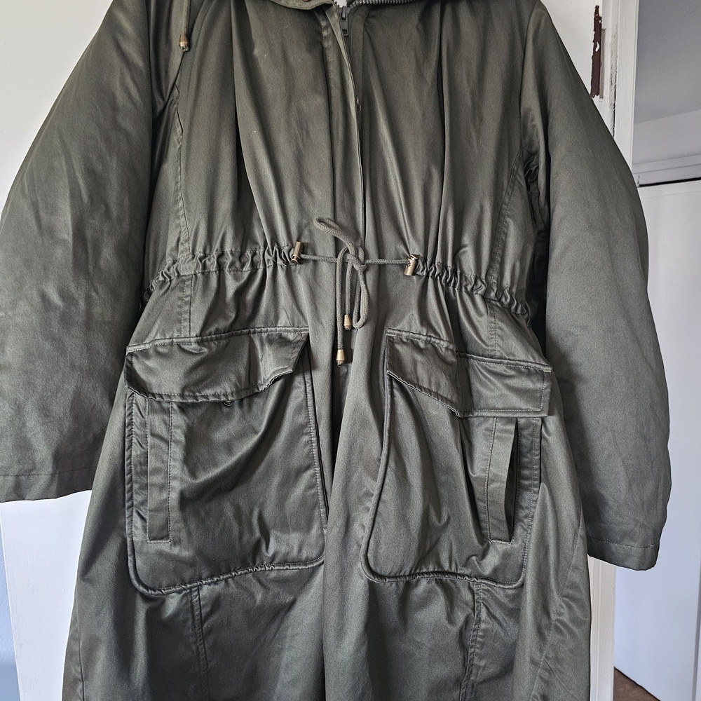 Olive Green Hooded Parka Coat